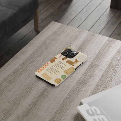 Slim iPhone Case — Cozy Baking & Teddy Pattern (Recipe, Deer, Buttons)