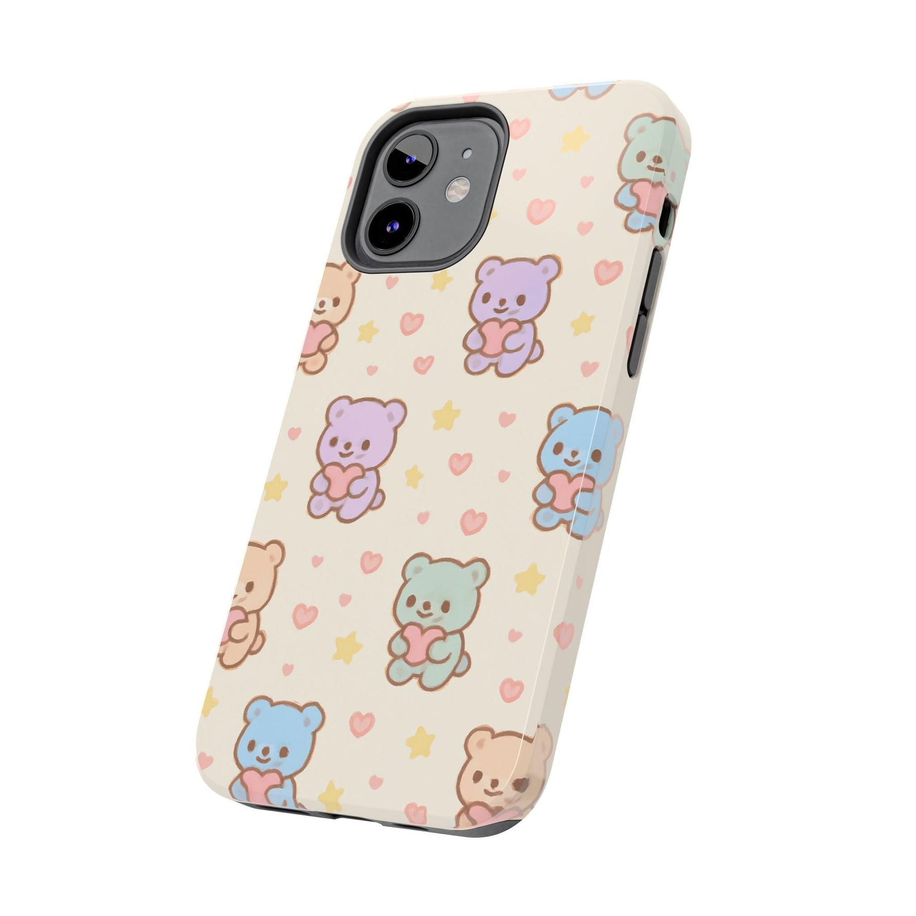 Cute Pastel Bear Impact Phone Case | Heart & Star Kawaii Pattern  Shamo's