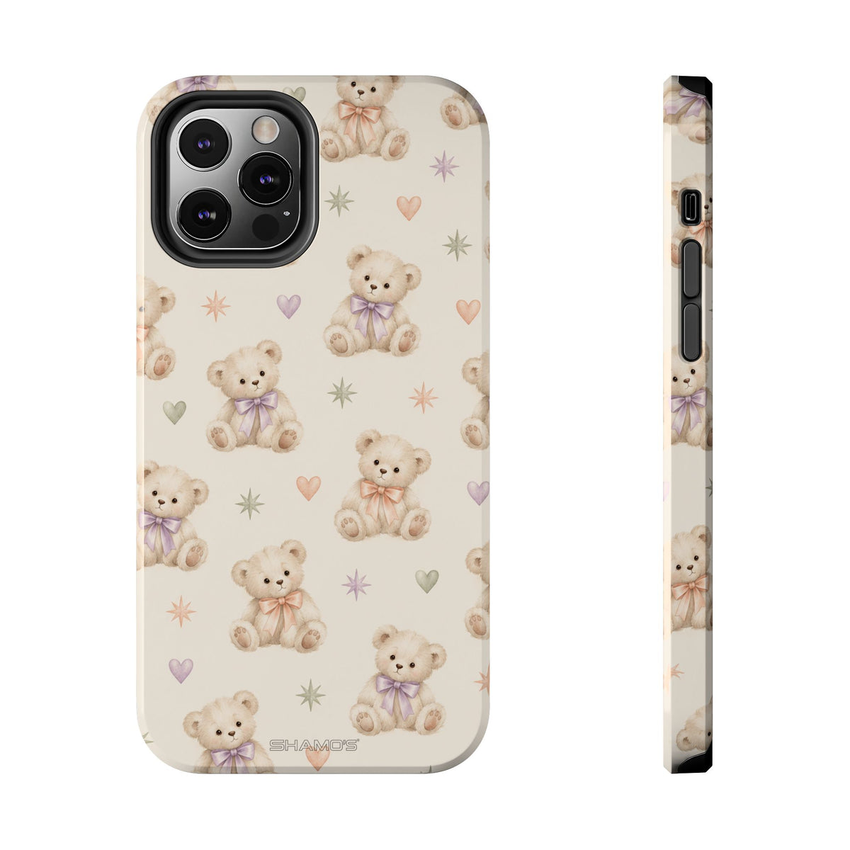 Cute Pastel Bear Impact Phone Case | Heart & Star Kawaii Pattern