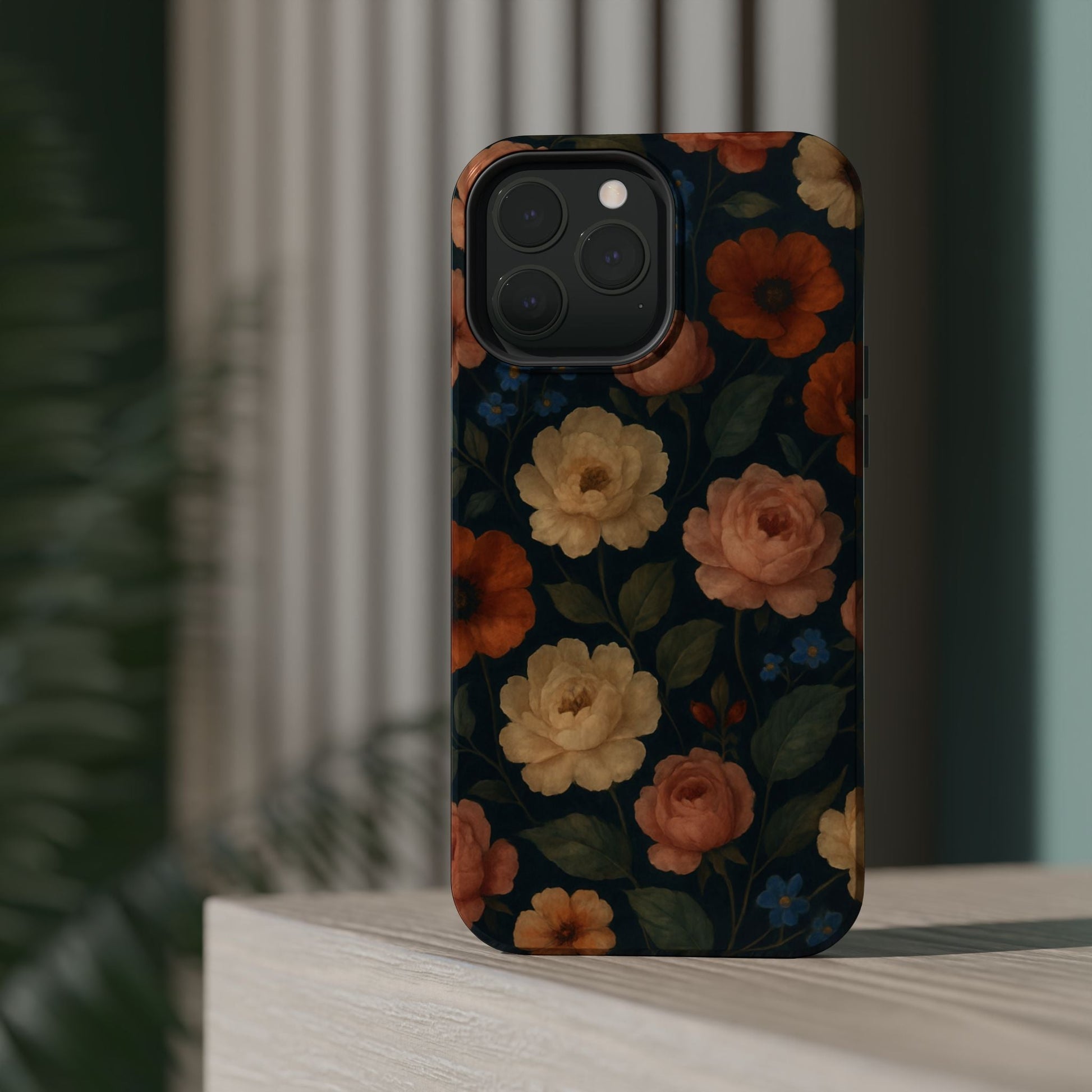 Floral Vintage Rose Magnetic Impact iPhone Case with MagSafe  Shamo's