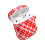 Red Plaid AirPod Case – Festive Check Pattern Protective Cover