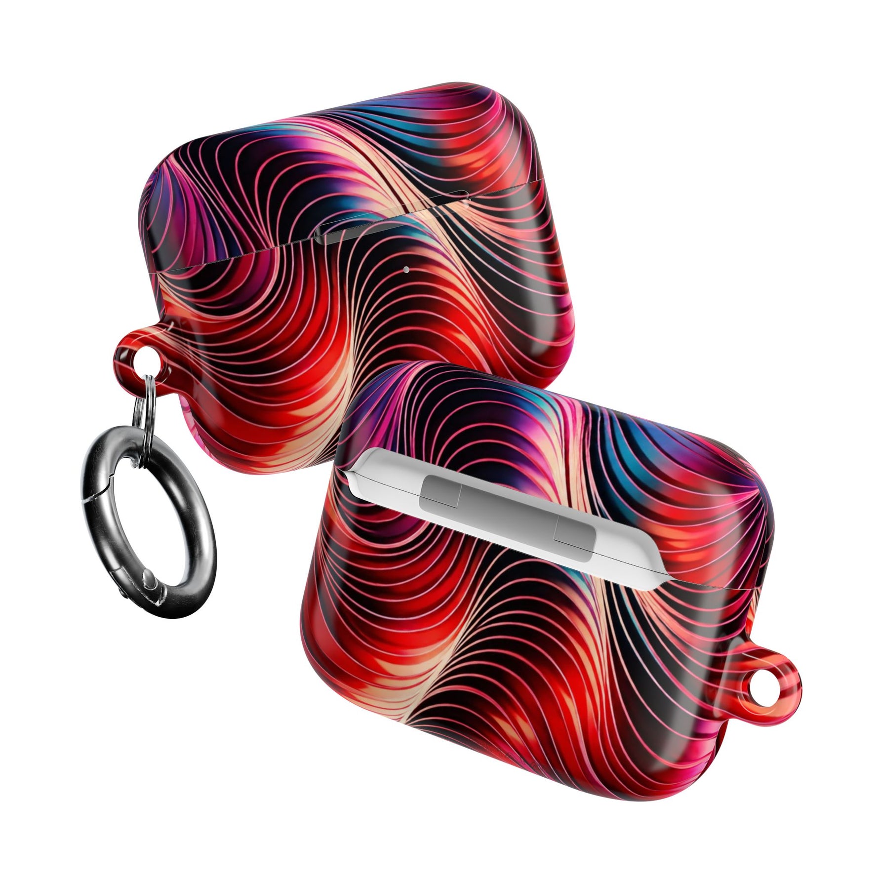 AirPods Case,  Red & Pink Abstract Wave Pattern Protective Cover