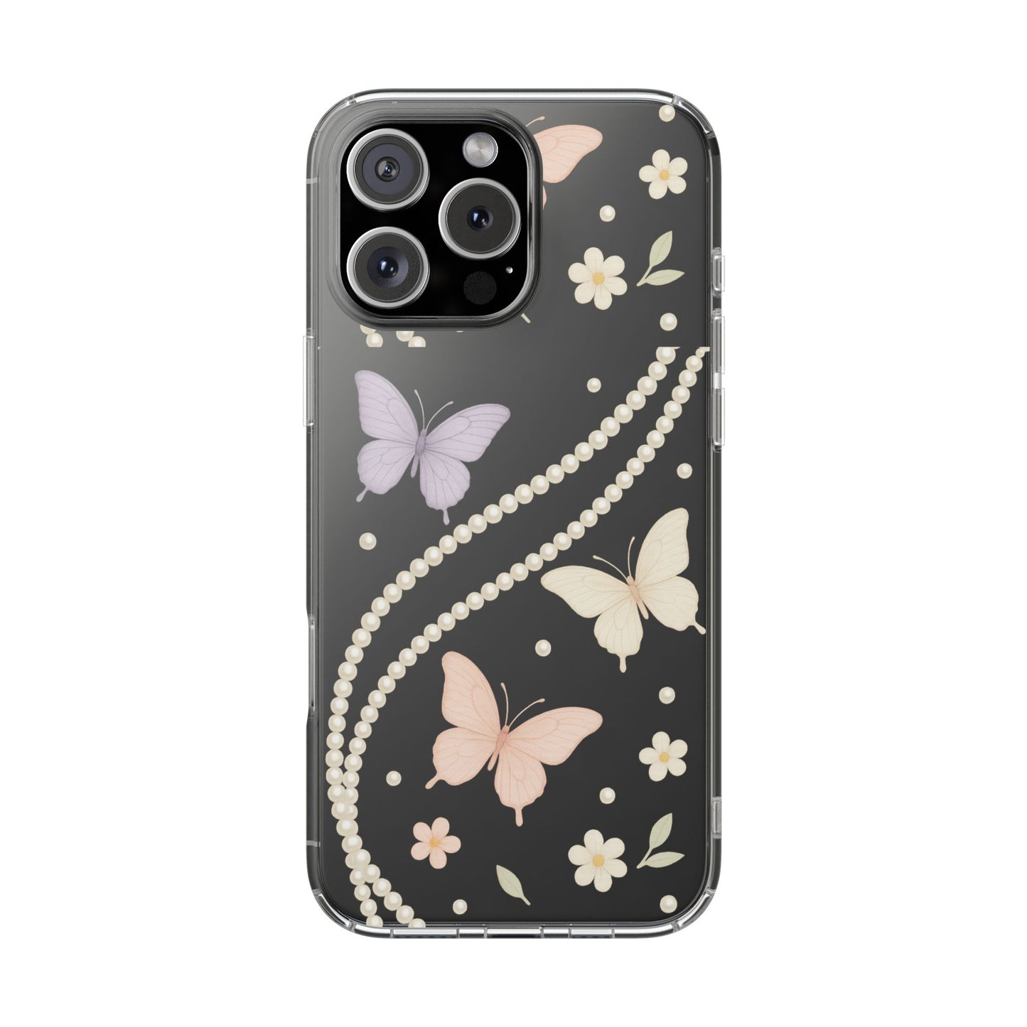 Butterfly Pearl Impact-Resistant Clear iPhone Case - Shamo's