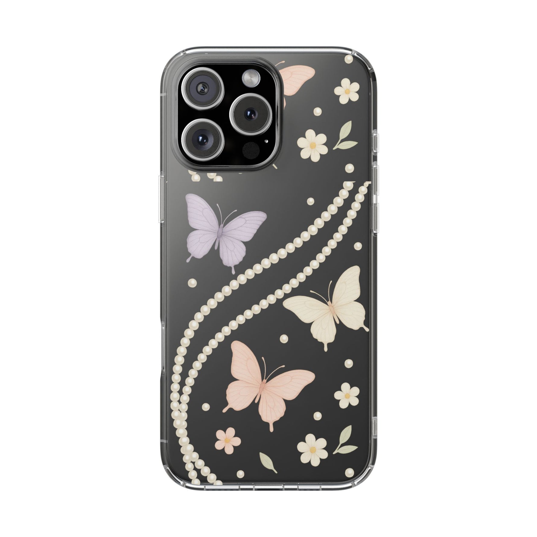 Butterfly Pearl Impact-Resistant Clear iPhone Case - Shamo's