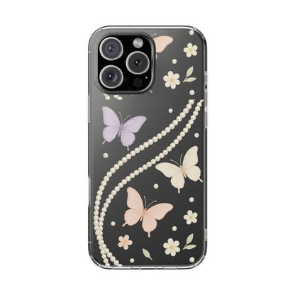 Butterfly Pearl Impact-Resistant Clear iPhone Case - Shamo's