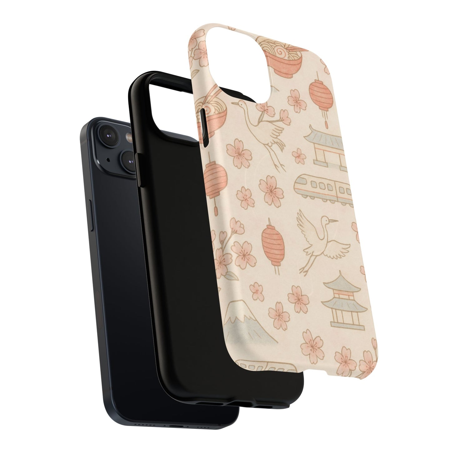 Japan Hand-Drawn Cherry Blossom iPhone Case with MagSafe