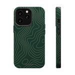 Topographic Green Magnetic Impact-Resistant iPhone Case | MagSafe compatible