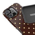 Polka Dot iPhone Case — Brown & Cream MagSafe Protective Cover