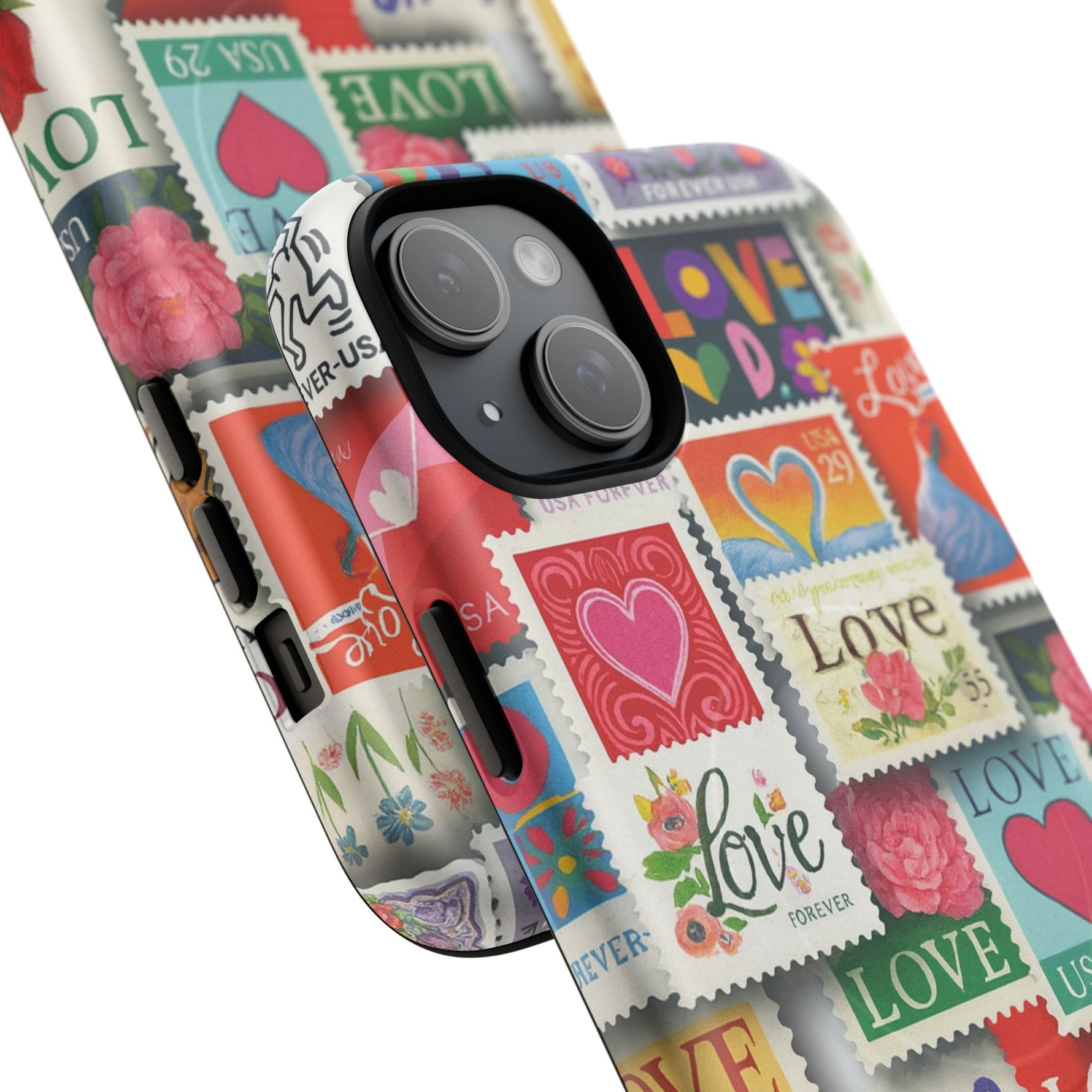 Vintage Romantic Love Stamp iPhone Case | Tough Protection + MagSafe