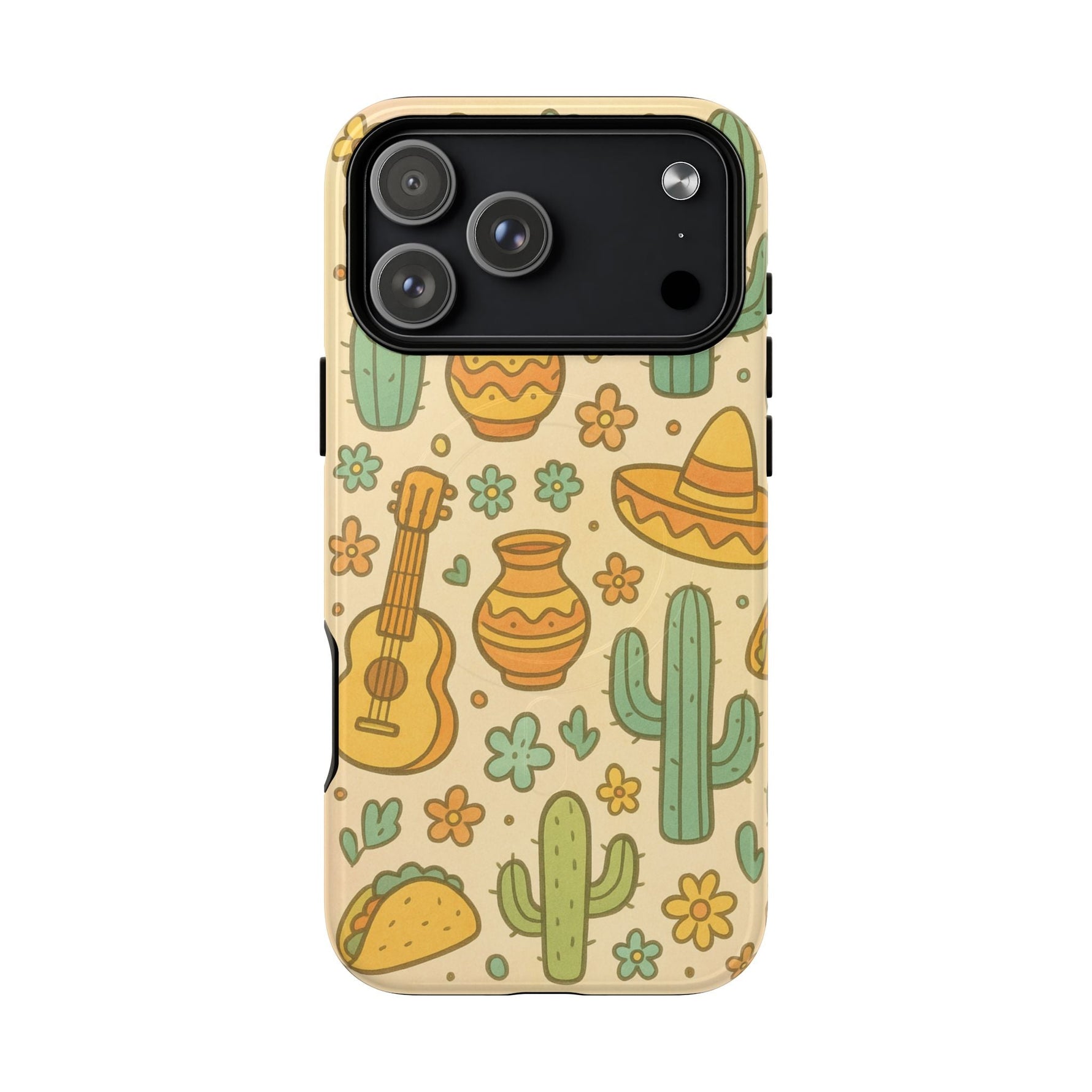 Mexico Hand-Drawn Cactus Pattern iPhone Case – Cute Desert Guitar & Sombrero Design | with MagSafe  Shamo's iPhone 17 Pro Max / Glossy