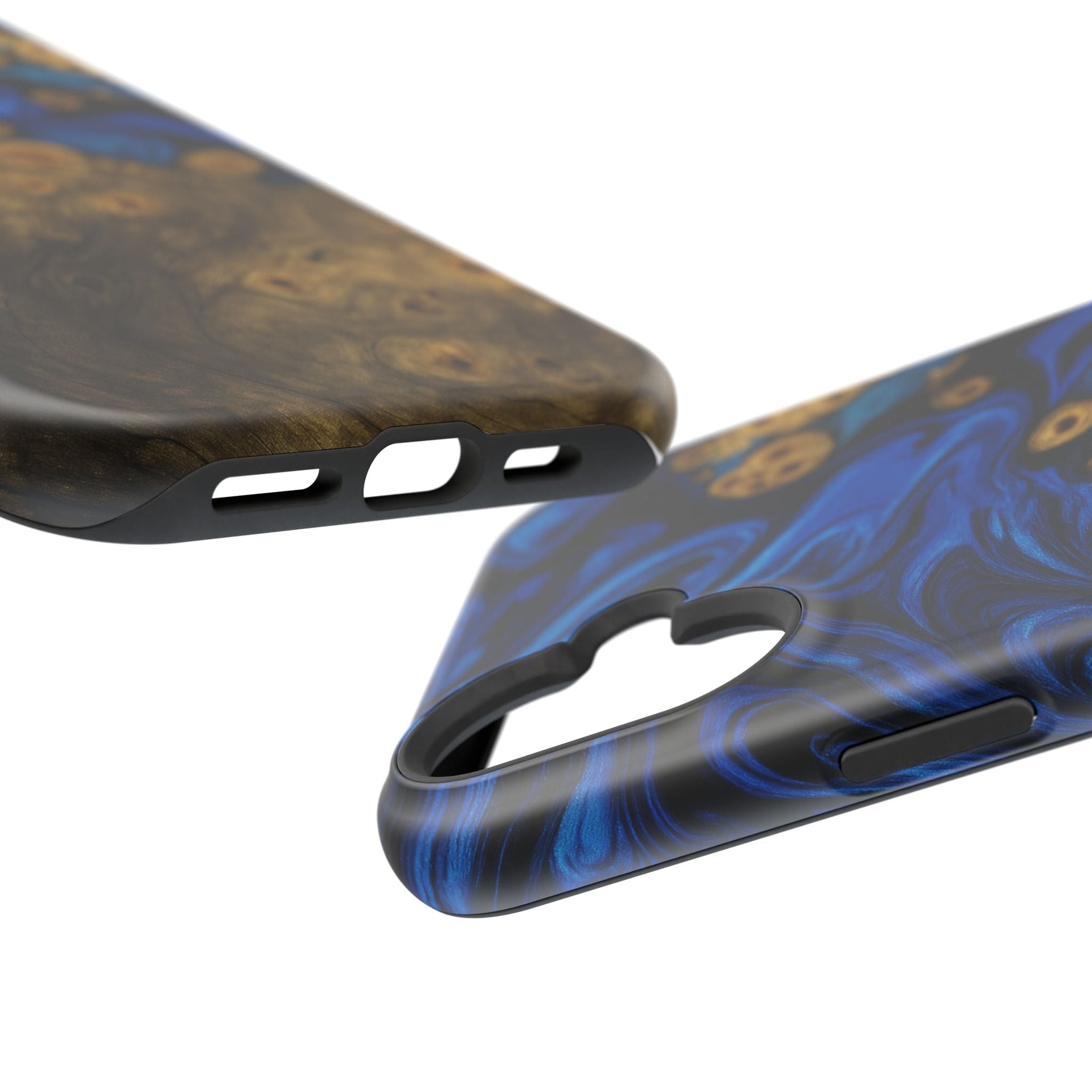 Blue Swirl & Burl Wood Impact iPhone Case | MagSafe compatible  Shamo's
