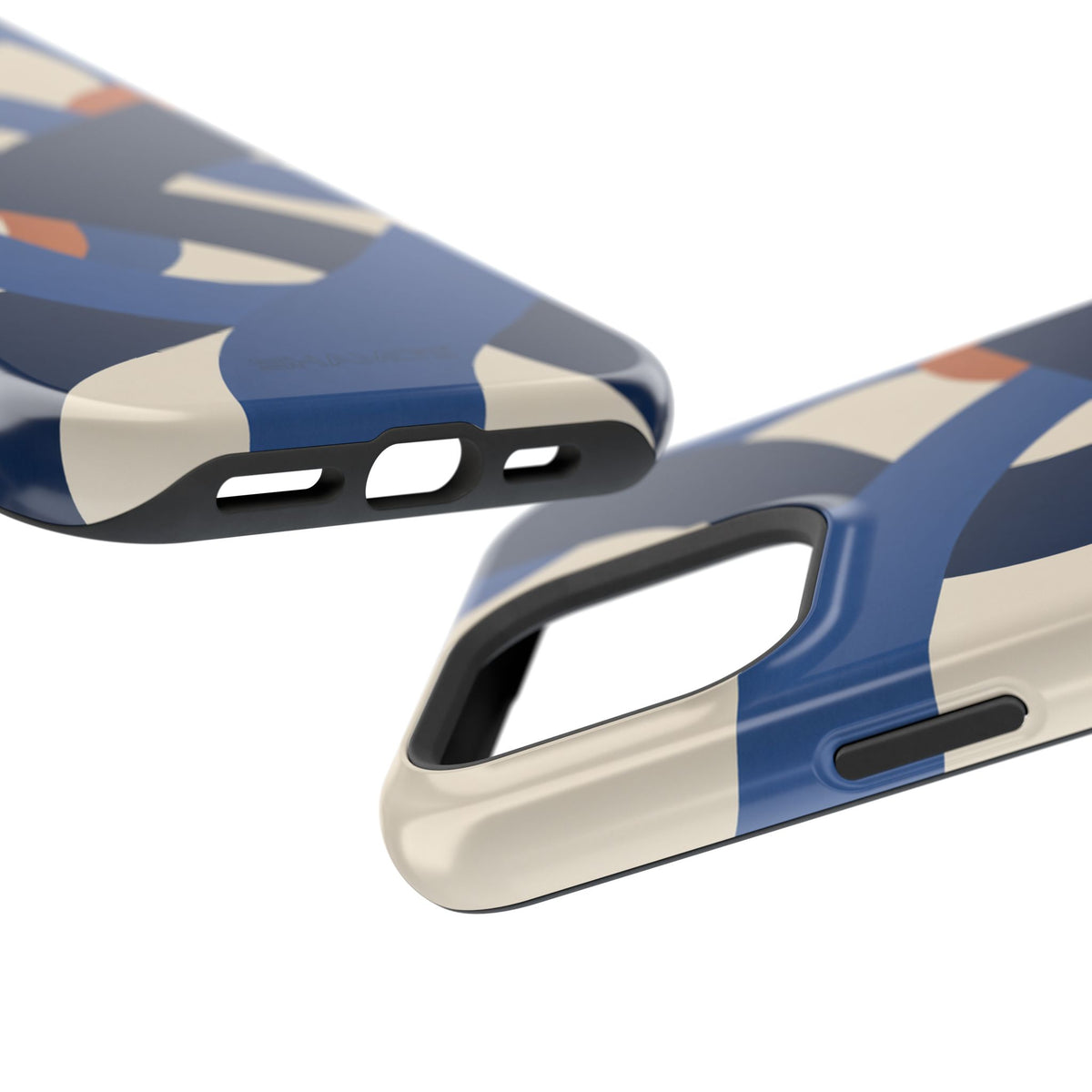 Indigo Loom MagSafe Phone Case – Blue & Ivory Abstract Woven Pattern