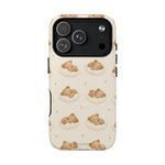 Beige teddybeer op wolken iPhone-hoesje met MagSafe