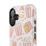 Kawaii Snack Pattern Magnetic Phone Case, Cute Popcorn, Burger & Soda Design with MagSafe Compatibility
