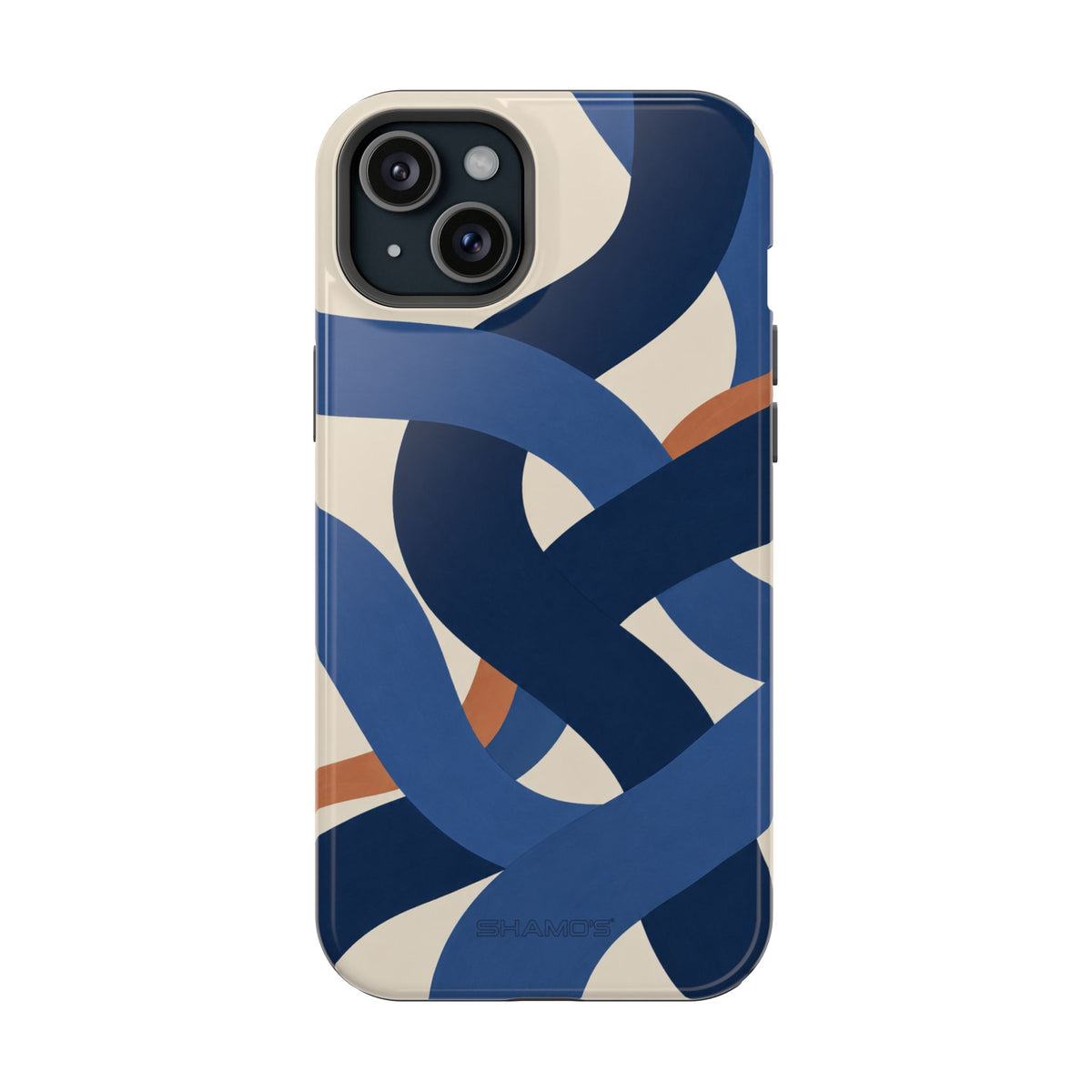 Indigo Loom MagSafe Phone Case – Blue & Ivory Abstract Woven Pattern