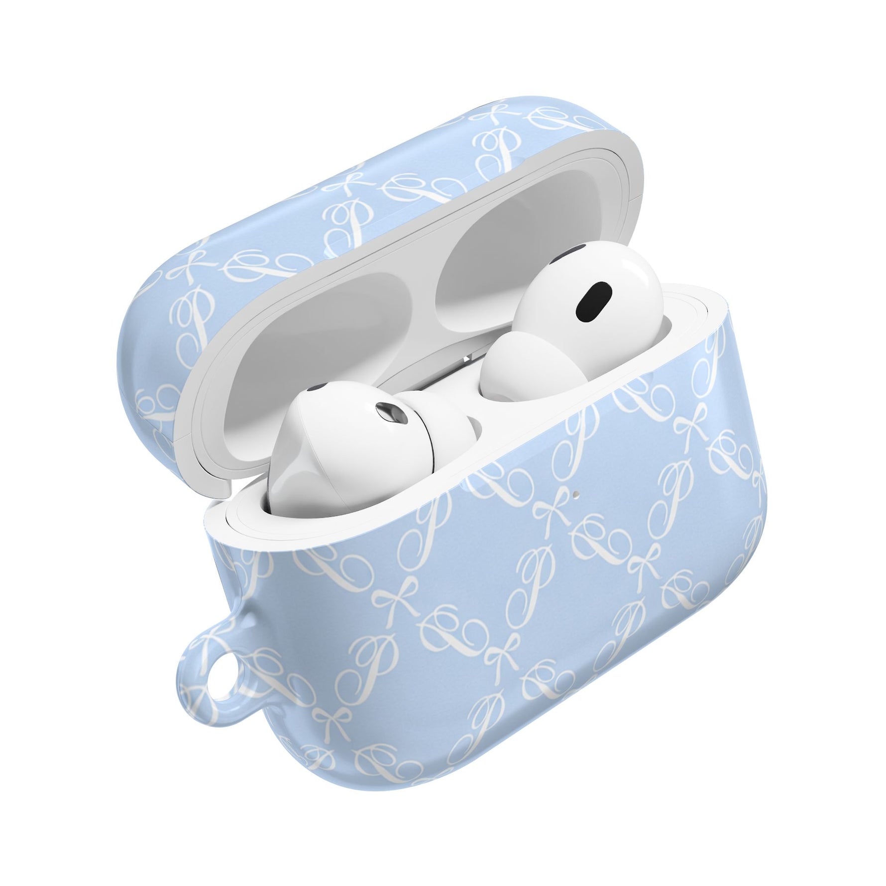 Pastel Blue Bow Pattern AirPod Case — Elegant Bow Pattern Protective Cover