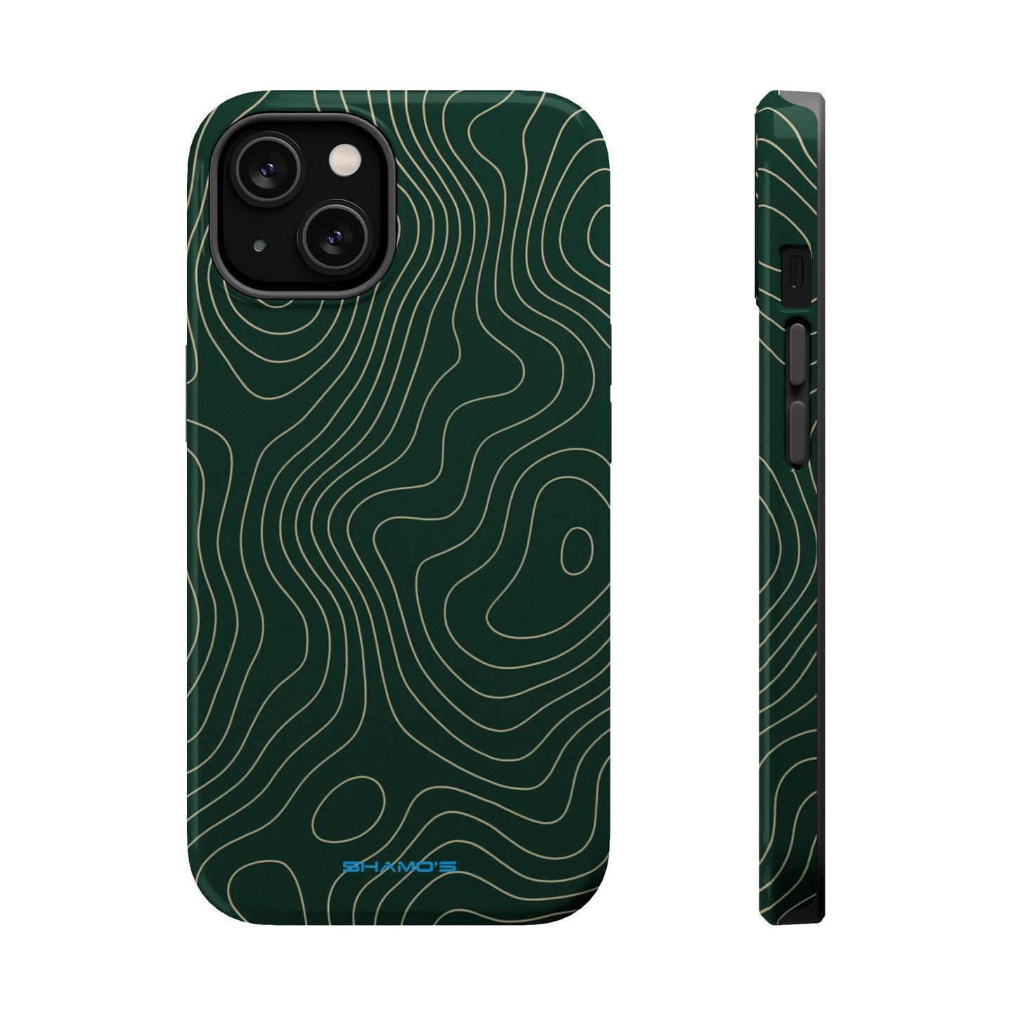 Topographic Green Magnetic Impact-Resistant iPhone Case | MagSafe compatible  Shamo's iPhone 14 / Glossy