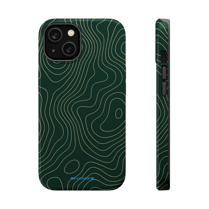 Topographic Green Magnetic Impact-Resistant iPhone Case | MagSafe compatible  Shamo's iPhone 14 / Glossy