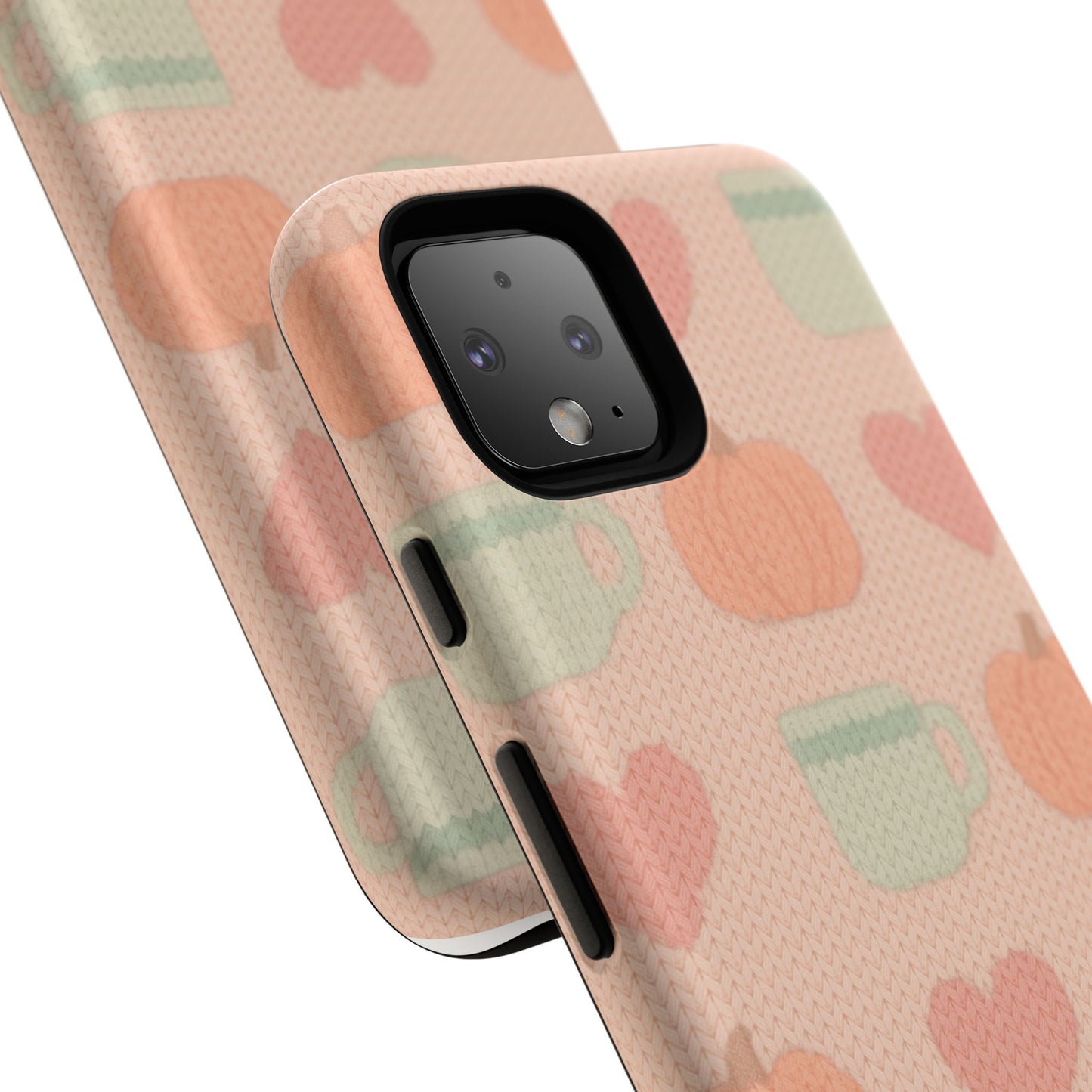 Autumn Cozy iPhone Case – Pumpkin, Heart & Coffee Cup Pattern