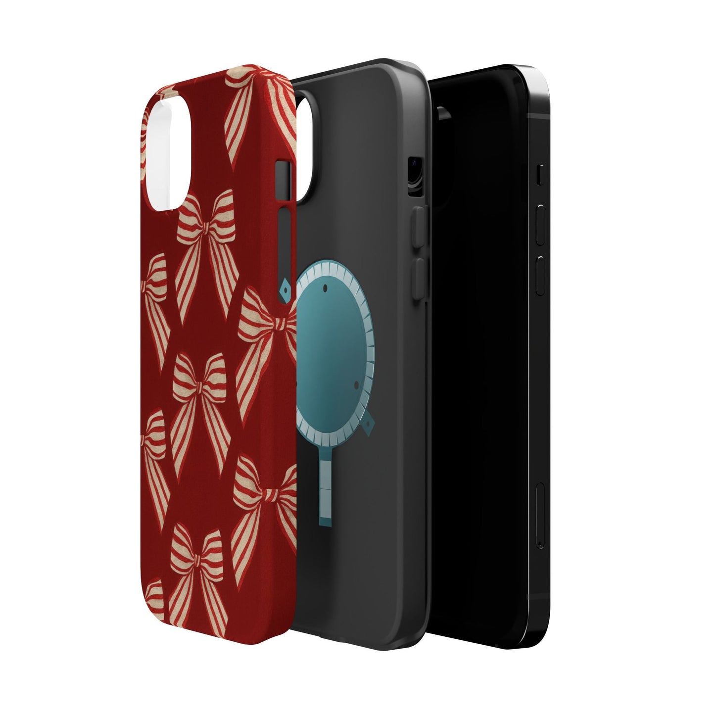 Holiday Red Bow iPhone Case — Impact‑Resistant iPhone Cover with MagSafe compatibility