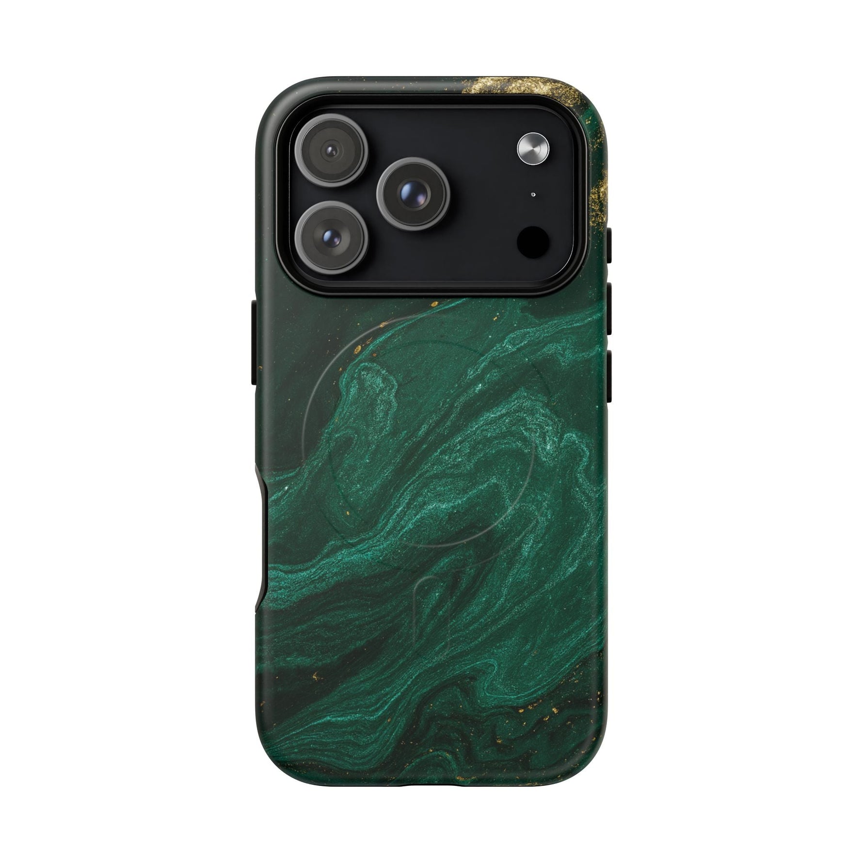 Emerald Marble with Gold Veins iPhone Case | with MagSafe  Shamo's iPhone 17 Pro / Matte