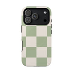 Sage Checkerboard Tough iPhone Case - Compatible with MagSafe - Shamo's