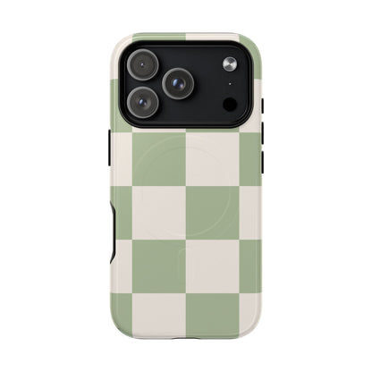 Sage Checkerboard Tough iPhone Case - Compatible with MagSafe