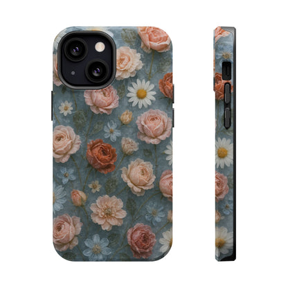 Frozen Floral Vintage Roses & Daisies iPhone Case with MagSafe compatibility  Shamo's iPhone 13 Mini / Matte