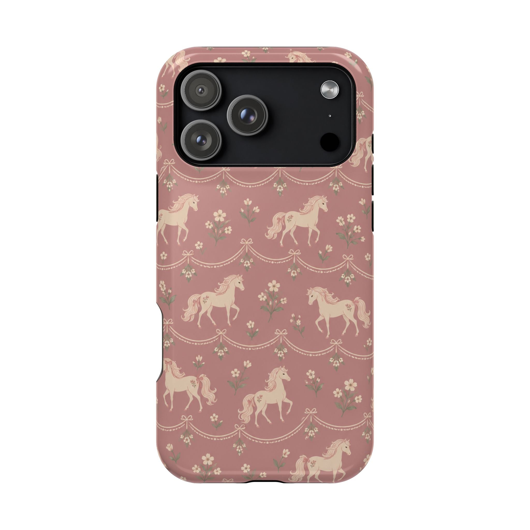 Rose Ponies MagSafe Phone Case, glossy iPhone 18 Pro Max, rear view