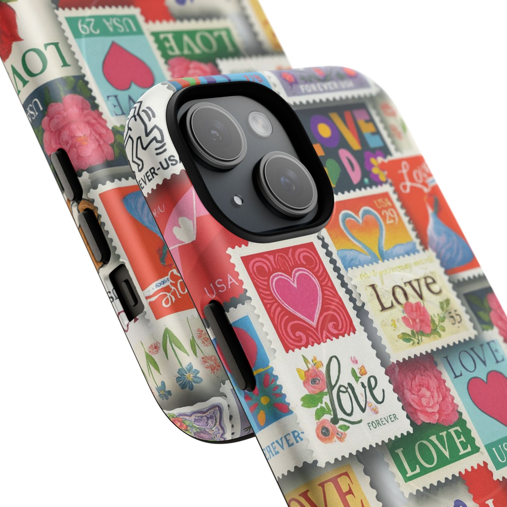 Vintage Romantic Love Stamp iPhone Case | Tough Protection + MagSafe