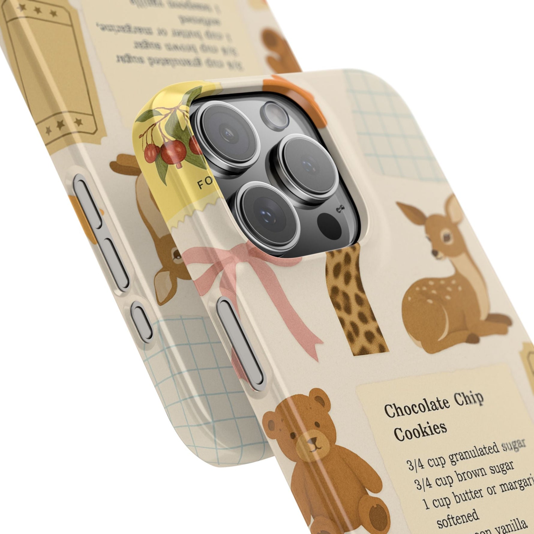 Slim iPhone Case — Cozy Baking & Teddy Pattern (Recipe, Deer, Buttons)  Shamo's