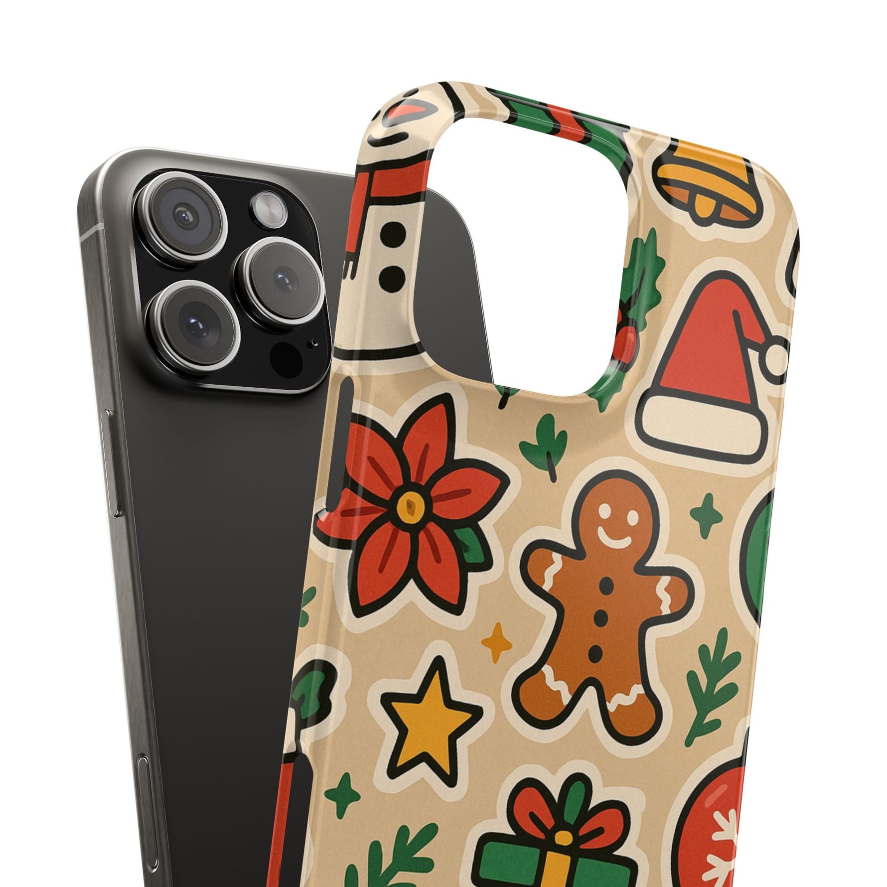 Holiday Pattern Slim iPhone Case — Gingerbread, Santa Hat & Gifts Holiday Design  Shamo's