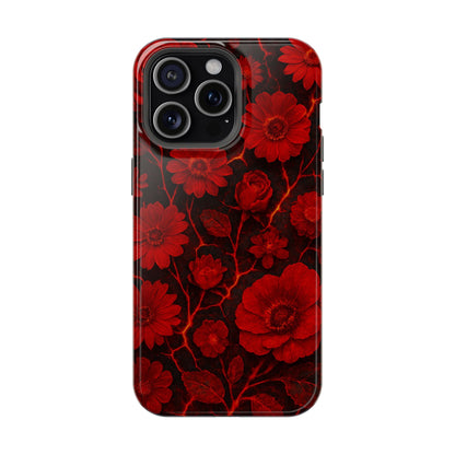 Melted Lava Dark Red Floral iPhone Case — MagSafe Compatible  Shamo's iPhone 15 Pro Max / Glossy