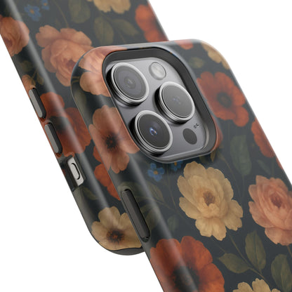 Floral Vintage Rose Magnetic Impact iPhone Case with MagSafe  Shamo's