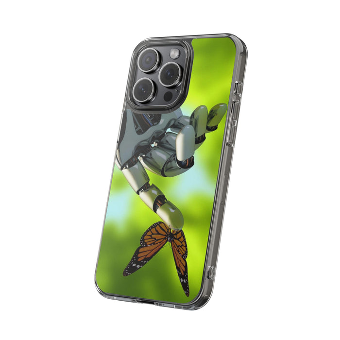 Clear Phone Cases with Robotic hand and Butterfly theme