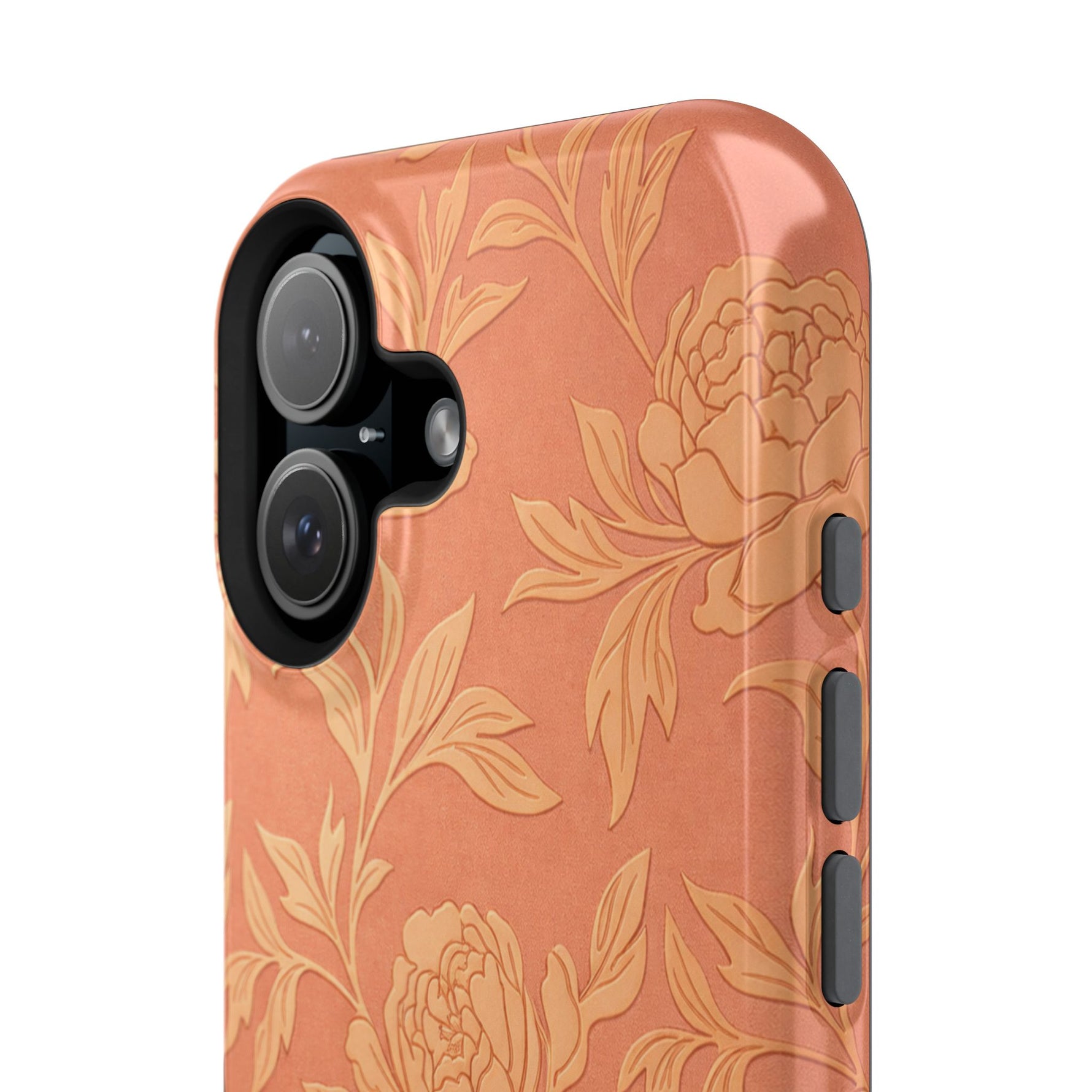 Floral Rose Gold Magnetic Impact-Resistant iPhone Case, MagSafe Compatible - iPhone 17 / Glossy - Shamo's