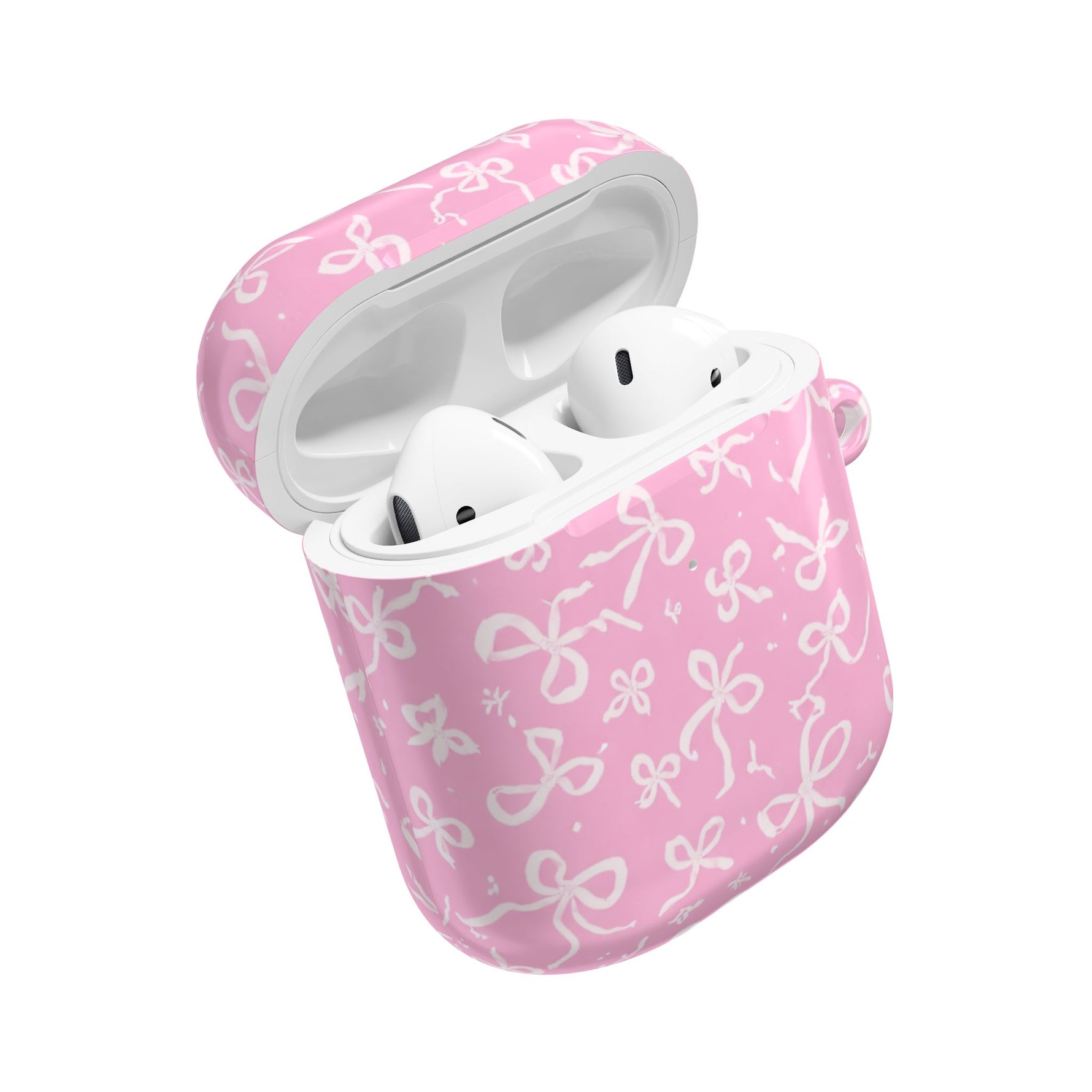 Pink Bow Pattern AirPod Case — Cute Floral Bow Protective Case