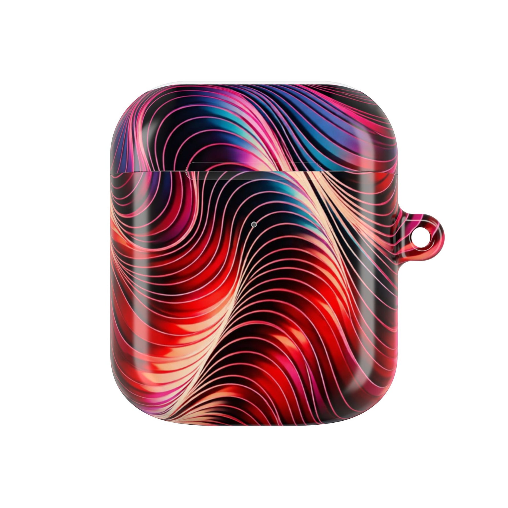 AirPods Case,  Red & Pink Abstract Wave Pattern Protective Cover