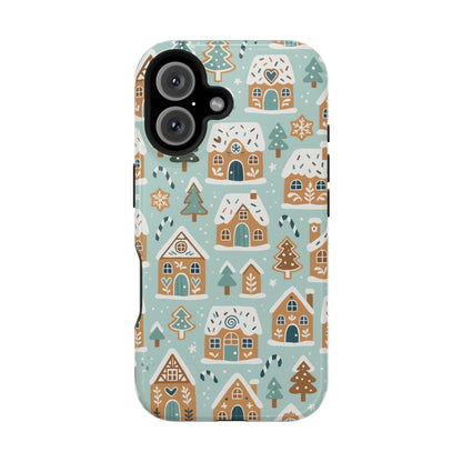 Winter Gingerbread Village Holiday Theme iPhone Case with MagSafe compatibility  Shamo's iPhone 16 / Glossy