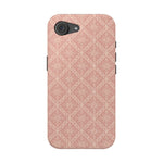 Meadow Lace – Blush Pink Lace Pattern MagSafe Phone Case, glossy iPhone 17e, rear view