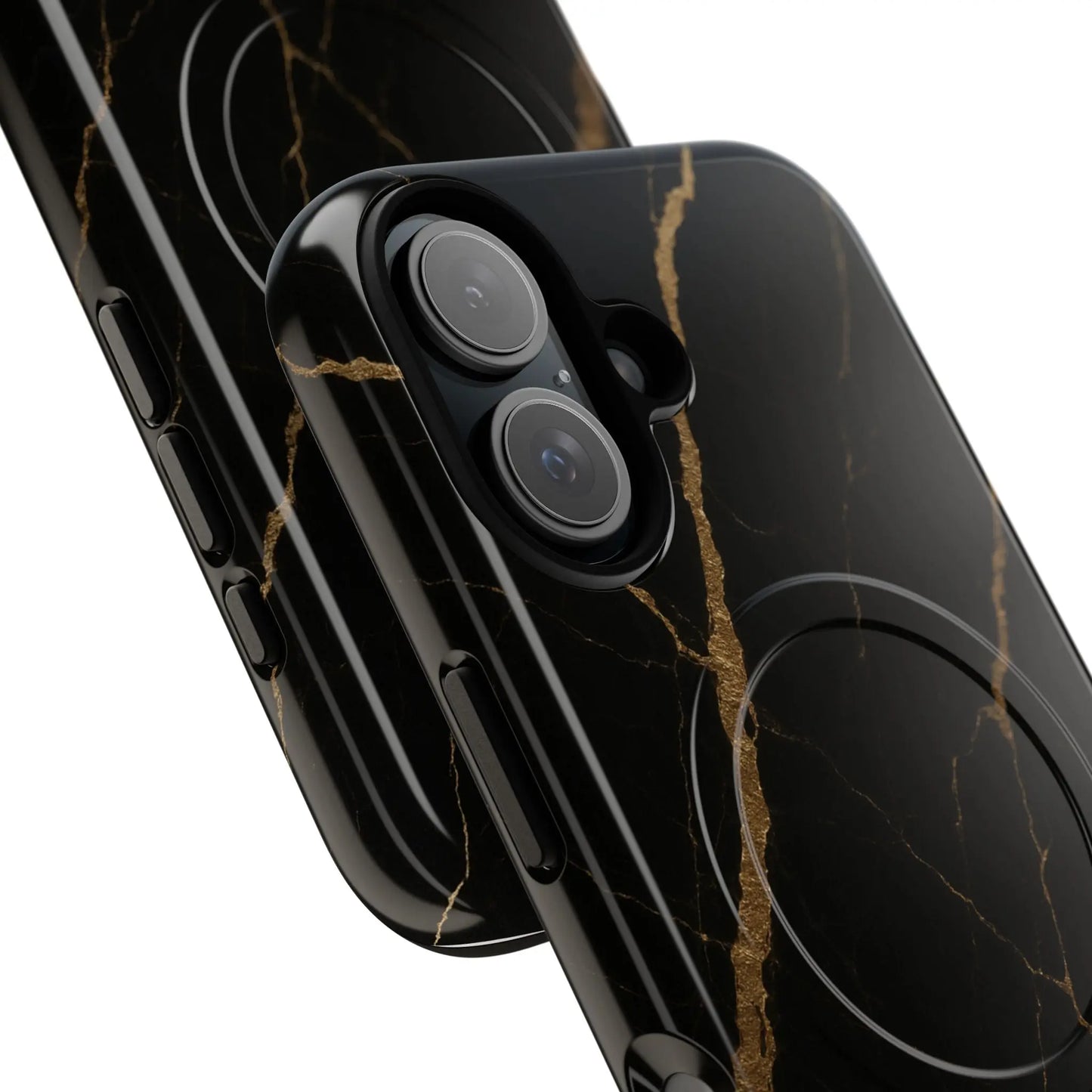 Black & Gold Marble iPhone Case with MagSafe