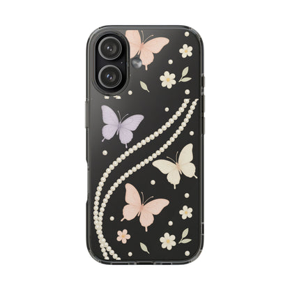 Butterfly Pearl Impact-Resistant Clear iPhone Case - Shamo's
