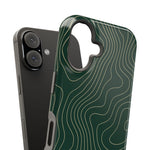 Topographic Green Magnetic Impact-Resistant iPhone Case | MagSafe compatible