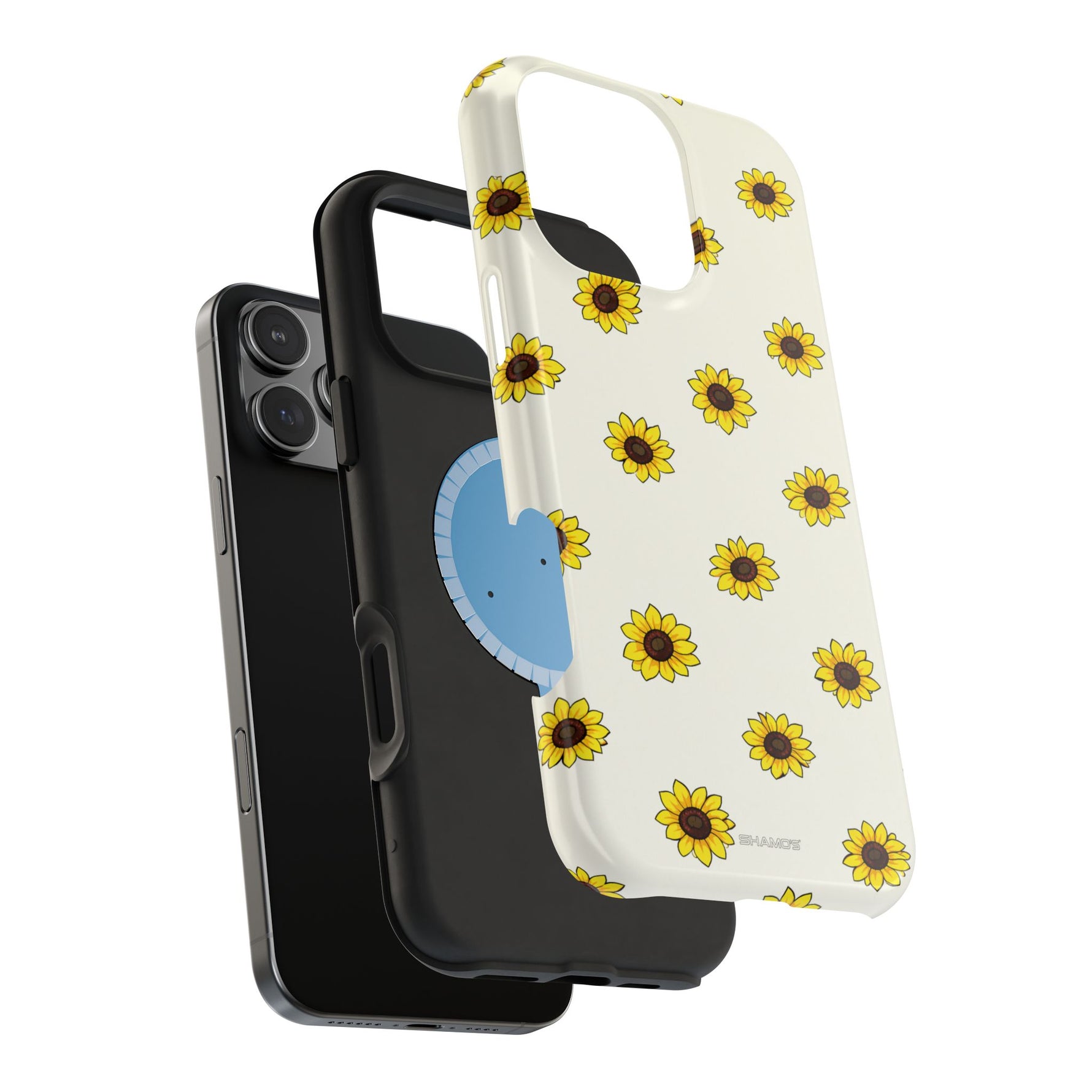 Sunflower Pattern Magnetic Impact-Resistant iPhone Case MagSafe Compatible