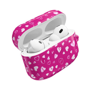 Pink Broken Heart Pattern AirPod Case — Cute Valentine Protective Charging Case - AirPods Pro Gen 1 / White / Glossy - Shamo's