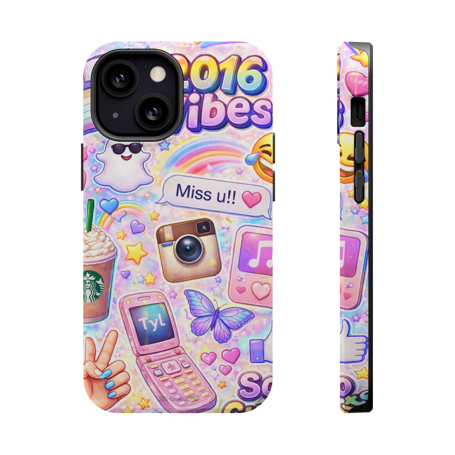 2016 Vibes Y2K Sticker Collage Magnetic Impact-Resistant iPhone Case with MagSafe Compatibility
