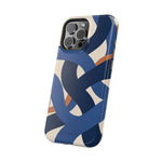 Indigo Loom MagSafe Phone Case – Blue & Ivory Abstract Woven Pattern