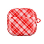 Red Plaid AirPod Case – Festive Check Pattern Protective Cover