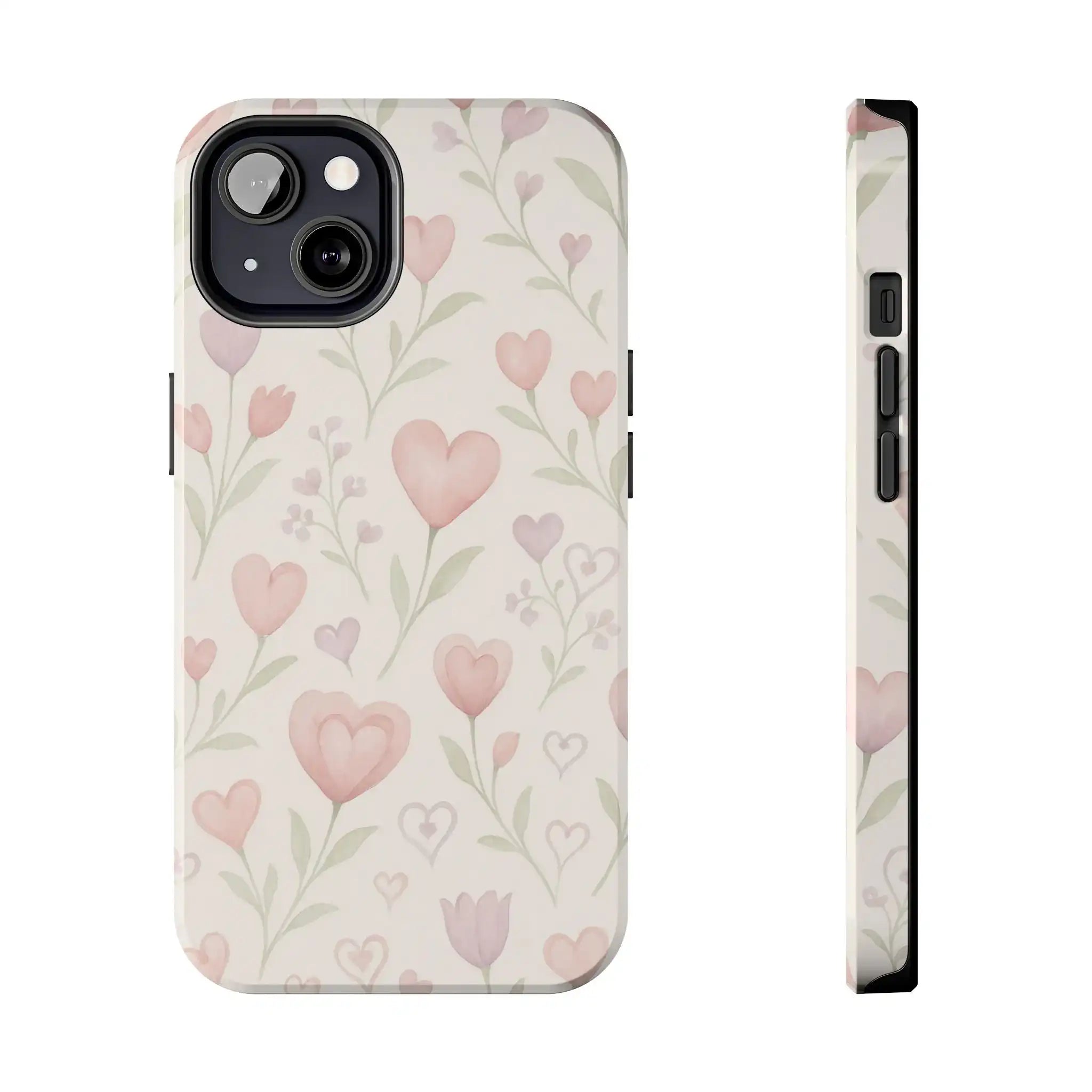 Pink Watercolor Heart Floral Pattern | Tough Impact Phone Case  Shamo's iPhone 13