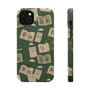Botanical Journal Pattern iPhone Case | MagSafe Compatible Impact-Resistant Protective Cover - iPhone 14 Plus / Glossy - Shamo's